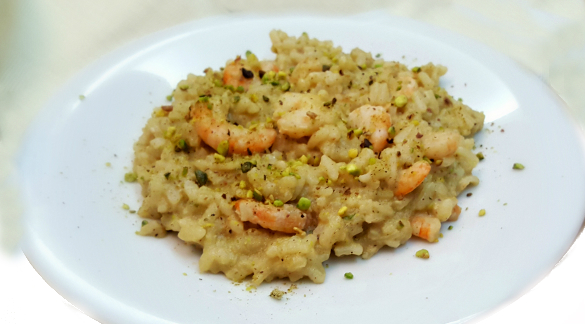 Risotto con gamberi e pistacchio